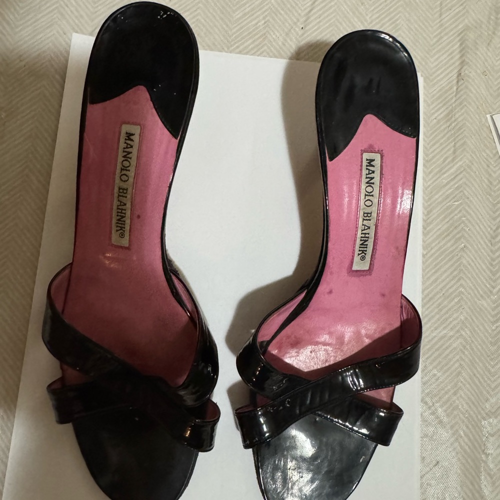 Manolo Blahnik Black with Bow Detail Sandals